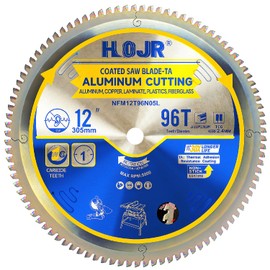 HOJR Aluminum Cutting Circular Saw Blade,Medium Aluminum,Laminate,Melamine,Plastic,Flooring Cutting,The Cutting Head uses a Special Anti-Heat Sticking Coating,NFM 12 inch 96-Tooth 1" -TA