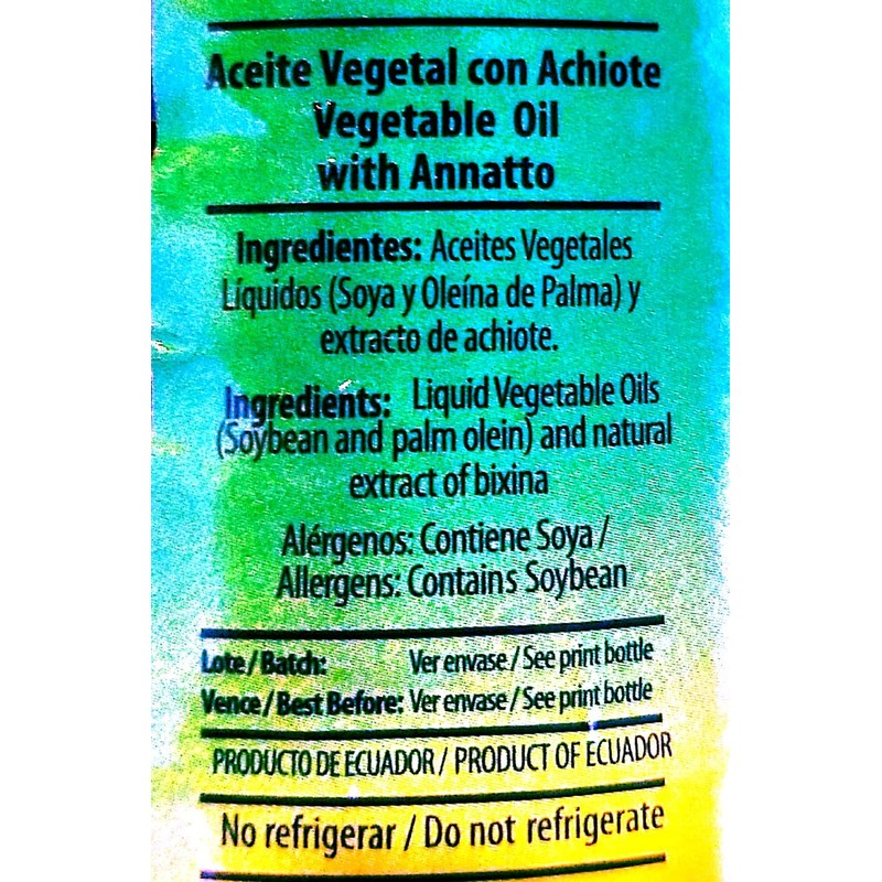 LA FAVORITA ANNATTO VEGETABLE OIL, ACHIOTE SEASONING OIL, 16.9 FL