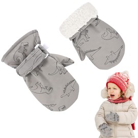 Umeloeo Ski Gloves, Kids, Gloves, Warm, Cute, Fashionable, Dinosaur, Skiing, Snow Gloves, Baby, Mittens, Winter, Cold Protection, Waterproof, Windproof, Thermal, Abrasion Resistant, Anti-Slip, Going