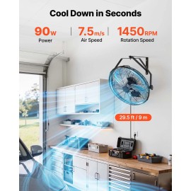 "60W Wall-Mounted Fan with IP44 Protection 3 Speeds Long Airflow Adjustable Rotation AU/UK Plug Types"Default: Default
