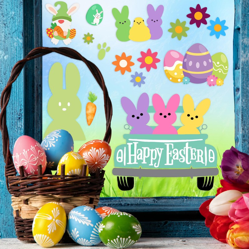 Easter Window Clings Happy Easter Bunny Rabbit Egg Window Stickers