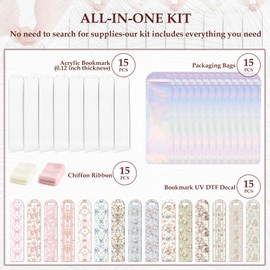 Dazoratix Pink Bow Acrylic Bookmarks - 60 Pcs Cute Soft Coquete Blanks Bookmark Making Kit Bulk Aesthetic Paper UV DTF Cold Transfer Stickers Set for Women Girls Student Teacher Make Your Own DIY Gift