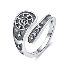 Moon Phase Spoon Ring Sterling Silver Moon Star Thumb Ring Jewellery Gifts for Women
