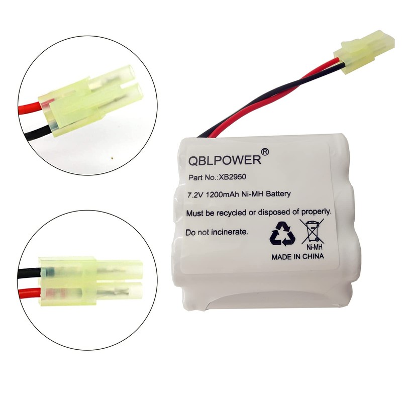 QBLPOWER XB2950 Battery Pack 7.2V 1200mAh Ni-Mh Compatible with Euro