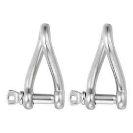PATIKIL 316 Stainless Steel Twist Shackle 5/16" 8mm, 2 Pack 661 Lbs Load Screw Pin Shackles for Traction Steel Wire Ropes Marine Handling Accessories