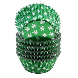 Green Foil Cupcake Liner with Leaf Design