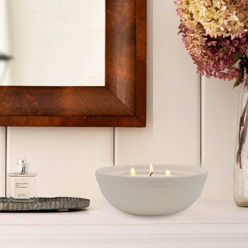 Citronella Candles in Coarse Pottery Container, Natural Soy Wax Candle