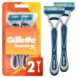 Gillette Sensor5 Men's Disposable Razors, 2 Count, Mens Razors / Blades