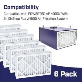 6 Pack 5-Micron Outer Air Filter Replacement Compatible with WEN 3410/ POWERTEC AF4000/ Shop Fox W1830/ Grizzly G0738 Air Filtration System. Compared to Part 90243-027-2