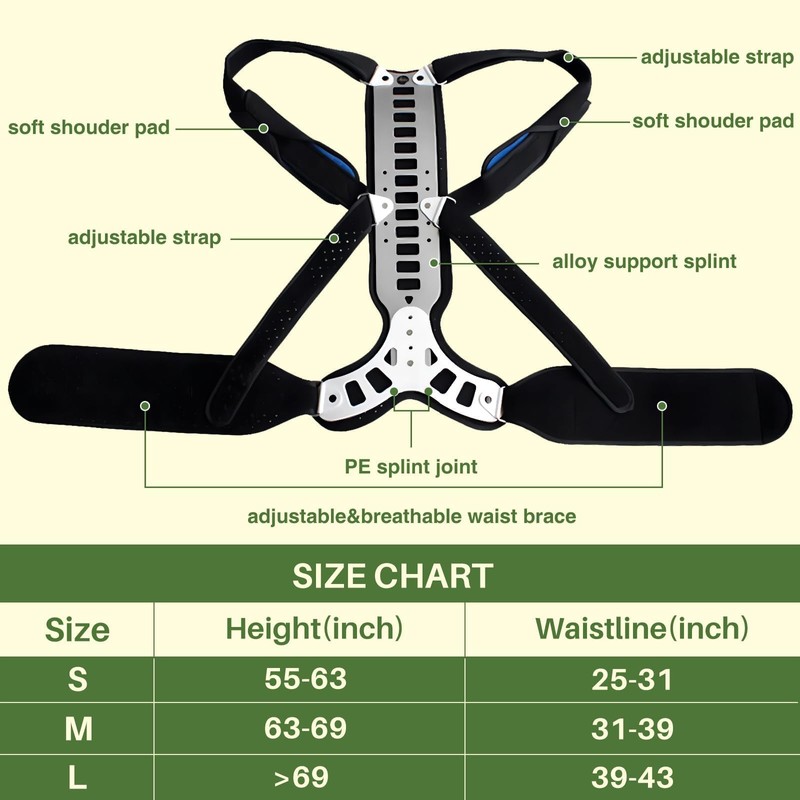 ZHUNPOCT Posture Corrector Back Support for Hunched Back, Kyphosis and