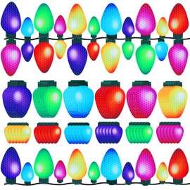 Outus 288 Pcs Christmas Car Magnets Decor Lights Car Refrigerator Stickers Reflective Bulb Lights Magnets Xmas Decorations for Cars or Any Metal Surface (2.8 x 1.4 Inches and 5 x 2.7 Inches)