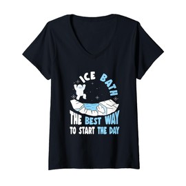 Womens Ice Water The Best Way to Start the Day Ice Bath V-Neck T-Shirt
