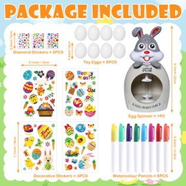 Ficlwigkisc Easter Eggs Decoration DIY Egg Decorating Spinner with Colorful Makers,Easter Egg Painter Toy Easter Decoration for Kid (Grey)