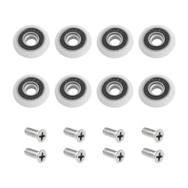Pack of 8 Shower Door Rollers with M5 Screw - White Curved Door Rail with Eccentric Wheel Parts - Replacement Shower Wheels and Sliding Glass Door Rollers - 25mm