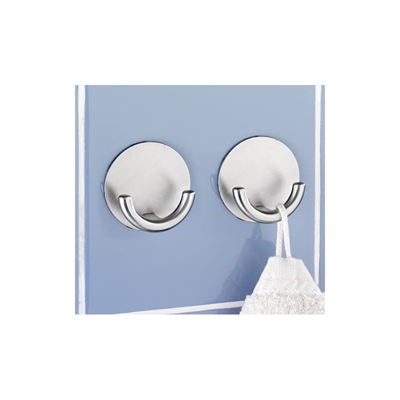Wenko 4466190100 Wall hook Rondo Matt selfadhesive, Metal Stainless steel,