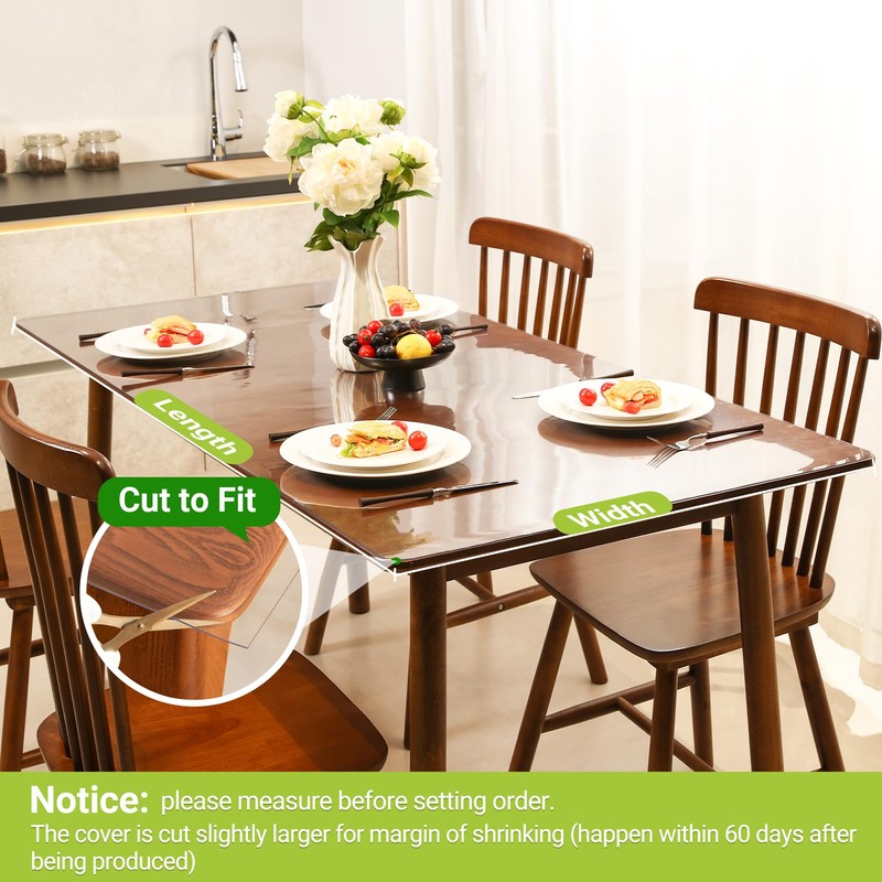 ETECHMART 19 x 63 Inch Clear Table Cover Protector, 1.5mm