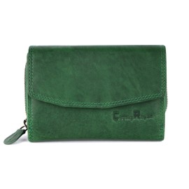 Chunkyrayan Genuine Leather Women's Wallet High-Quality Vintage RFID Protection Including Leather Key Ring, Green Madrid, Vintage