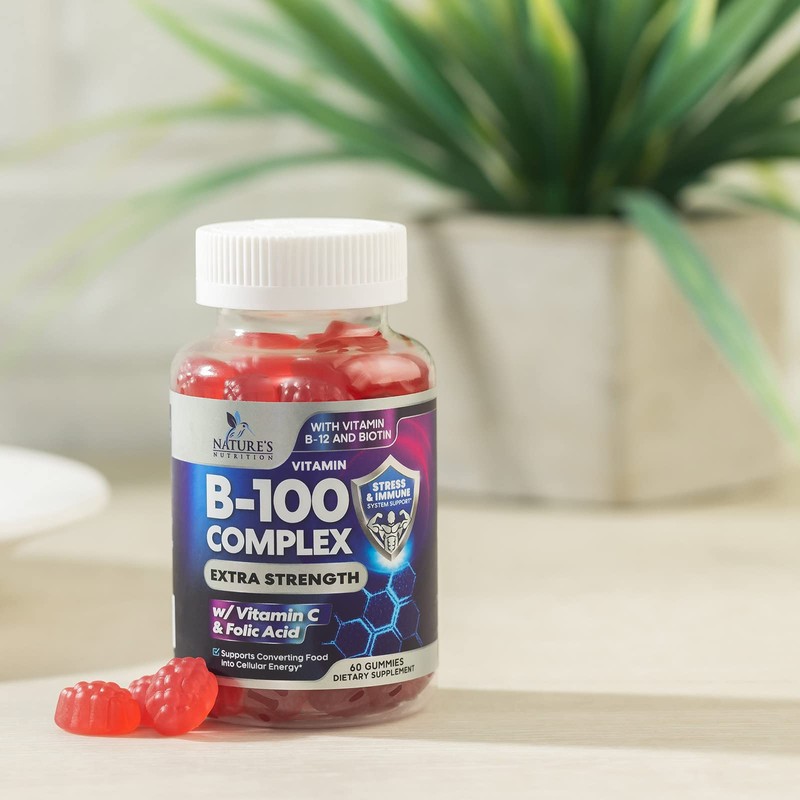 B Complex Supplement Gummies with Vitamin C & Folic Acid,