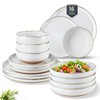 AmorArc 16 Pieces Ceramic Dinnerware Sets for 4, Handpainted Plates