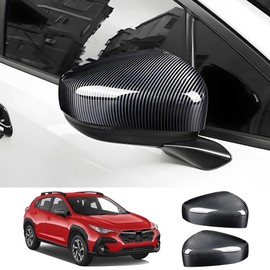 LUNQIN Chrome Carbon Fiber Car Side Door Mirror Trim Cover for Subaru Crosstrek 2024 2025 and Subaru Impreza 2024 2025 Auto Exterior Decorations Accessories Rearview Anti Scratch Protection Panel