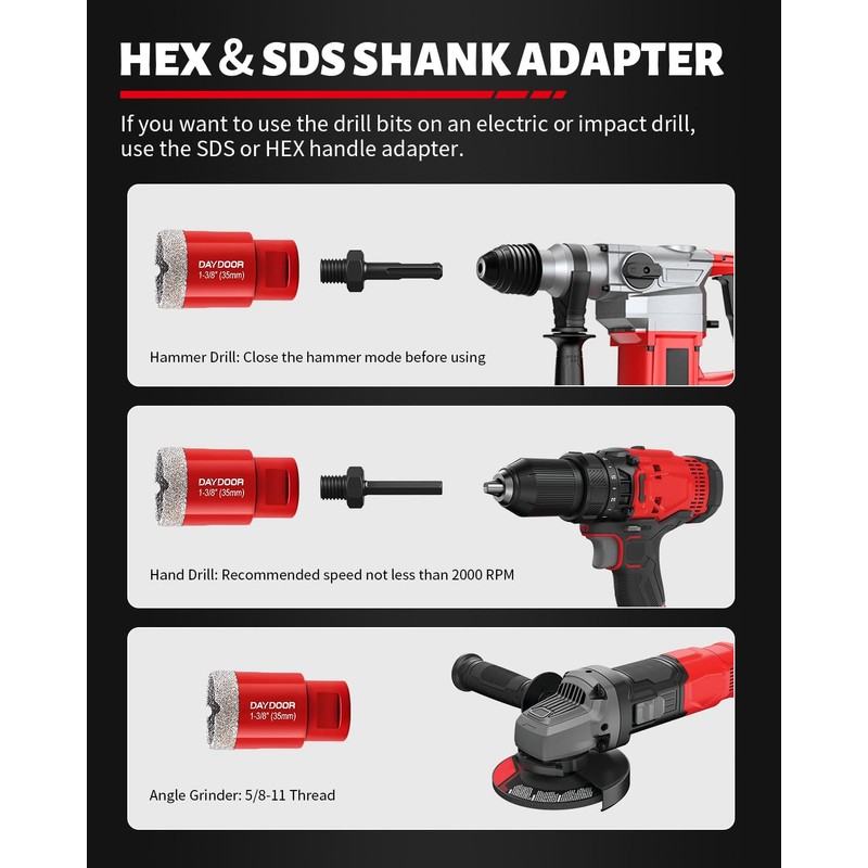 DAYDOOR Diamond Hole Saw Kit, 8-Piece Tile Hole Saw Kit