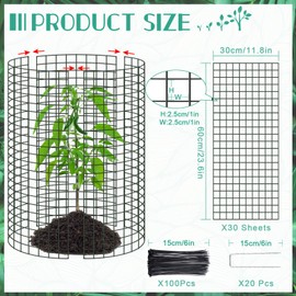 10 Packs 24"x 12" Large Wire Plant Protectors Wire Plant Cages Mesh Plant Cage Chicken Wire Cloche with Ground Stakes and Nylon Ties Protect Plants,Garden,Shrubs and Vegetables from Animals-30PCS