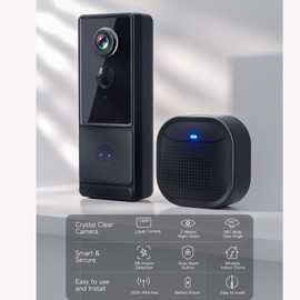 Video Doorbell 5G WiFi Wireless Doorbell Camera with Chime, 1080P HD Night Vision 2 Way Audio, PIR Human Detection, Wide Angle Remote Monitoring for Home Security Camera System