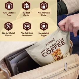 High Protein Columbian Coffee Powder |25 Grams Whey Isolate|100mg Natural Green Tea Caffeine |0 Added Sugar Keto Gluten Free 99.9% Lactose Free|Hot or Iced |15 Serving (15 Servings, French Vanilla)