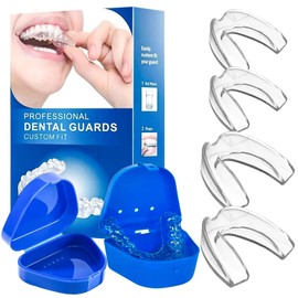 Hhaoysogd Knirscherschiene für Nacht, 4 Stück, Zahnschiene Mundschutz Set, 2 Größen, Benutzt für Reduziert zahnschiene knirschen, Effektiv Schnarchstopper Beisschiene Zähne, Verbessert den Schlaf