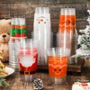 JarThenaAMCS 100Pcs Christmas Disposable Plastic Cups Santa Elf Snowman Gingerbread