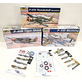 Revell 1/48 REVELL 3X LOT P-47D + P-40B + P-51D + CUTTING EDGE + SUPER SCALE DECALS