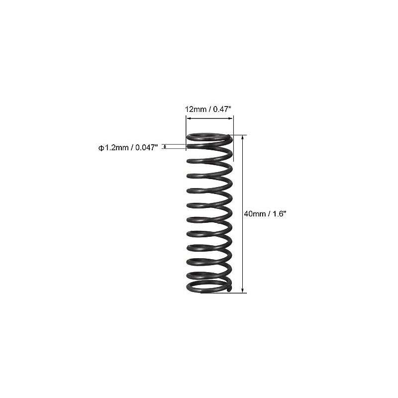 TOP-VIGOR 10Pcs Compression Spring, 1.2mm Wire Dia, 12mm OD, 40mm
