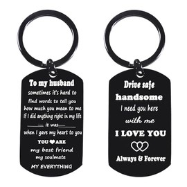 Husband Keyring Valentines Gifts for Him Drive Safe Handsome I Need You Here With Me Keyring for Husband Gifts from Wife Husband Anniversary Keychain I Love You Gifts for Husband Birthday Gifts