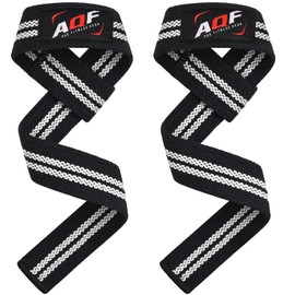 AQF Weight Lifting Gym Straps Crossfit Training Hand Bar Wrist Support Gloves Wrap Multi Colour (Black & White)