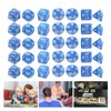 35Pcs Plastic Dice Kit Pearl Pattern White Numbers Polyhedral Dices