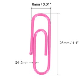 TA-VIGOR 200Pcs Paper Clips Small Size, 28mm Durable and Rustproof Paper Clip, Vinyl Coated to Prevent Tearing Pages with Box for Organize Office Home, Pink