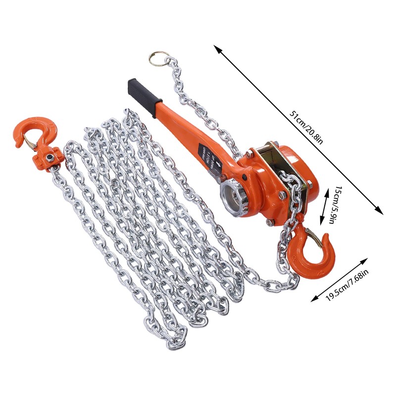 Manual Lever Chain Hoist 3300 lbs Capacity, 20FT G80 Manganese
