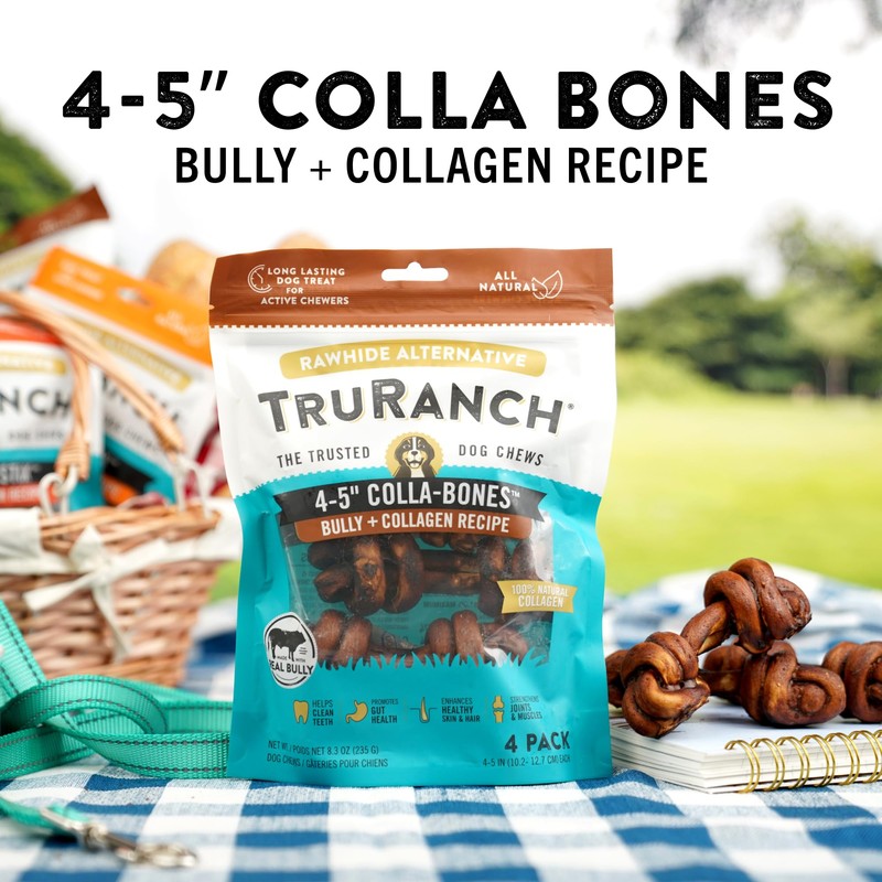 TRURANCH 4-5" Collagen Bones, Bully - Collagen Dog Bones -
