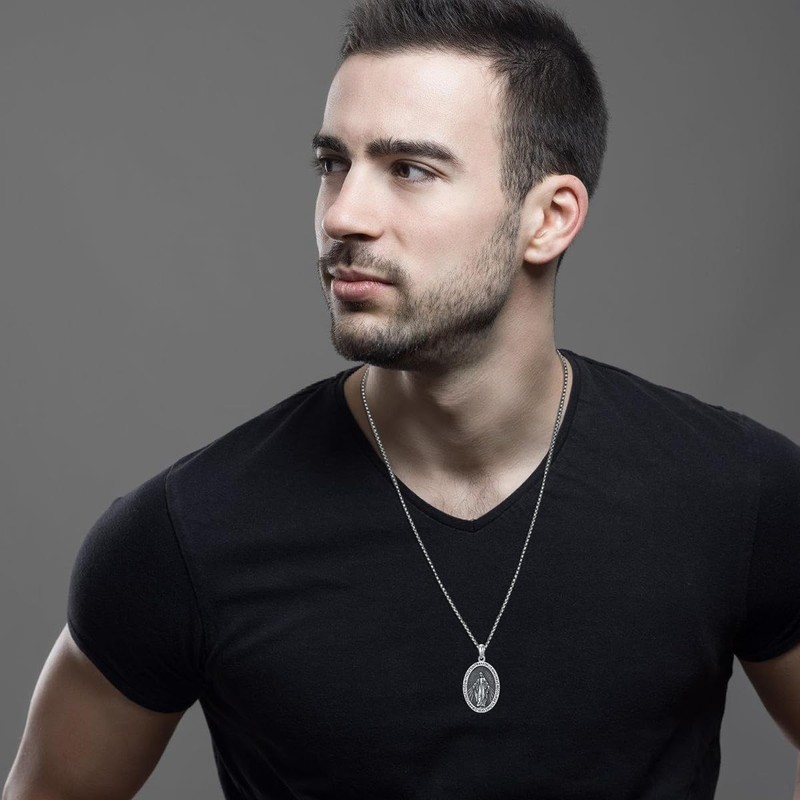 CEKAMA St Michael/St Christopher/St Benedict/St Jude/Jesus/Virgin Mary Necklace for Men