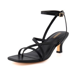 CUSHIONAIRE Women's Kitten heel sandal +Memory Foam and Wide Widths Available, Black 8