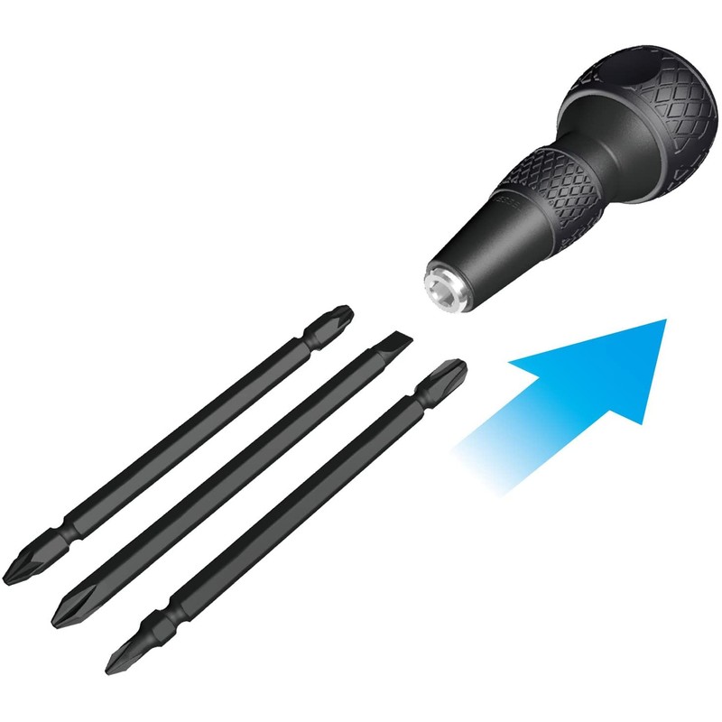 VESSEL BALL GRIP 1/4" Hex. Bit Interchangeable Screwdriver (Bit 3PC.