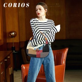 CORIOS Women Underarm Bag Canvas Handbag Ladies Top Handle Bag Casual Clutch Tote Bag for Shopping Work School Travel Casual Daily Stitching Color