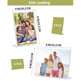 Waaqkid 12 Pack 4x6 / 6x4 Clear Acrylic Photo Frames, Self Standing Tabletop Picture Frames for Home Office Desk Decor (Vertical or Horizontal)
