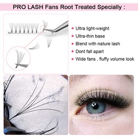 Ready-to-Use Fan Eyelash Extensions, 5D-D-0.07-Mix, Short Stem Volume Eyelashes, 0.07 C Curl (5D-D-0.07, 8–14 mm)