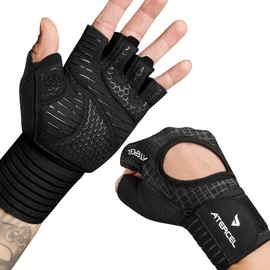 ATERCEL Training Gloves, Muscle Training Gloves【54cm Ultra-Long Wrist Strap, 4mm SBR Pad, Shock Absorption】Gym Gloves, Grip Strength, Blister Prevention, Pull-ups, Barbell, Dumbbell, Bench Press