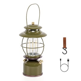 Metal Vintage LED Camping Lantern, 6800mAh Rechargeable Battery Last 17-500 Hours Camping Lamp, Large Dimmable Hanging Lantern, Retro Camping Light with Hook for Courtyard Outdoor Decoration