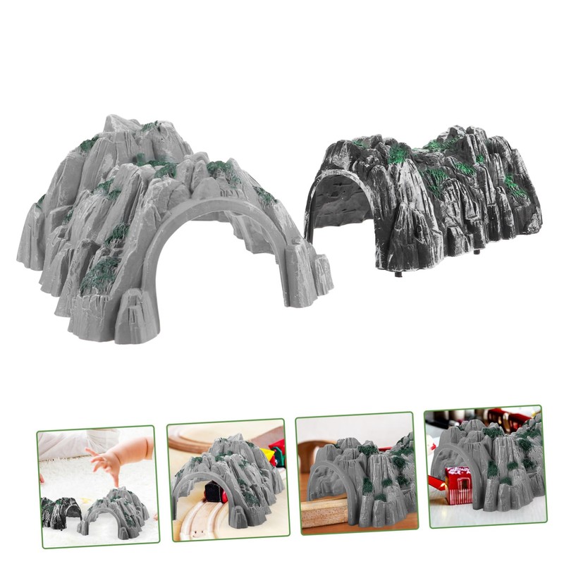 jojofuny 2Pcs Train Tunnel Model Realistic Cave Accessory for Railway