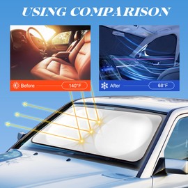 ROUDJER 6pcs Universal Car Window Shade, Foldable and Portable Windshield Sun Shade with Storage Bag and 12 Suction Cups for Blocks UV Light and Sun Rays (Silver)