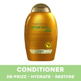 OGX Deeply Restoring + Pracaxi Recovery Oil Anti-Frizz Conditioner with Murumuru Butter to Intensely Hydrate Curly & Wavy Hair, Sulfate-Free Surfactants for Color-Treated Hair, 13 Fl Oz