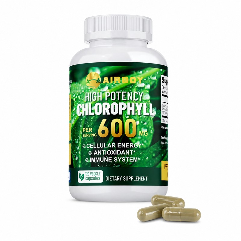 Chlorophyll Capsules for Adults – 600mg Daily Green Supplement for